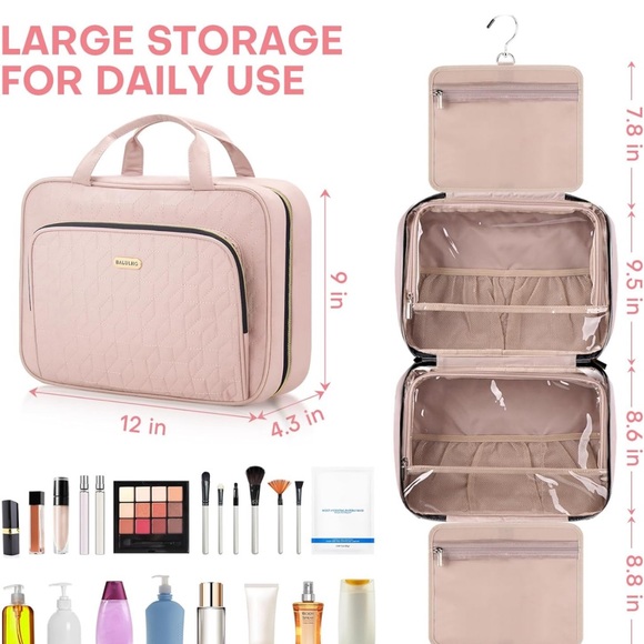 Toiletry Bag with Hanging Hook, Portable Makeup Cosmetic Bags, Space-efficient. - Picture 2 of 5